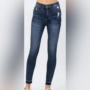Judy Blue Jeans Womens Size 24W Skinny Fit Distressed High Waist Tummy Control